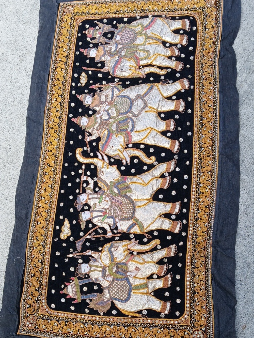 Thai Tapestry Wall Hanging Decor Handmade Elphant